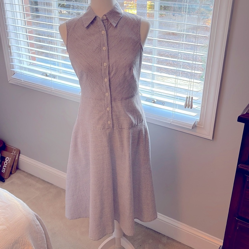 Blue seersucker dress